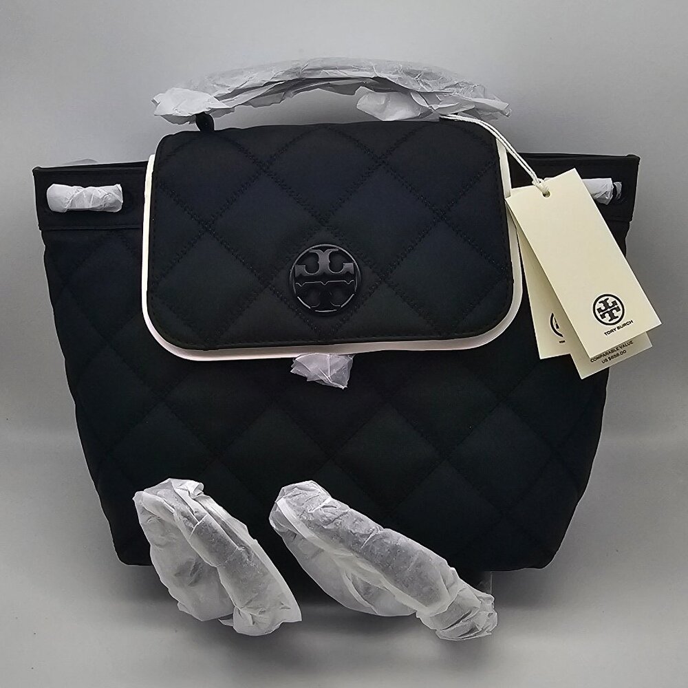 Tory Burch Willa Matte Backpack 145276 Black Quilted